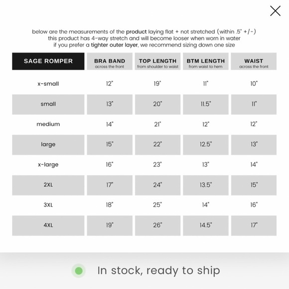 Honeymark Sage Gray Swim Romper XL NWT - Picture 9 of 9